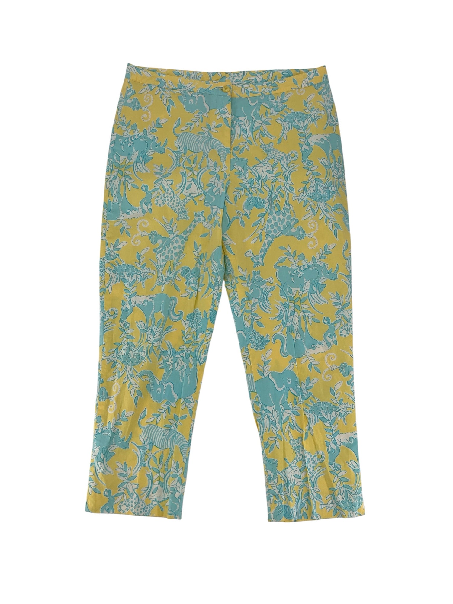 Lilly Pulitzer Size 8 yellow/aqua animals Pre-Owned Pants - Downstairs