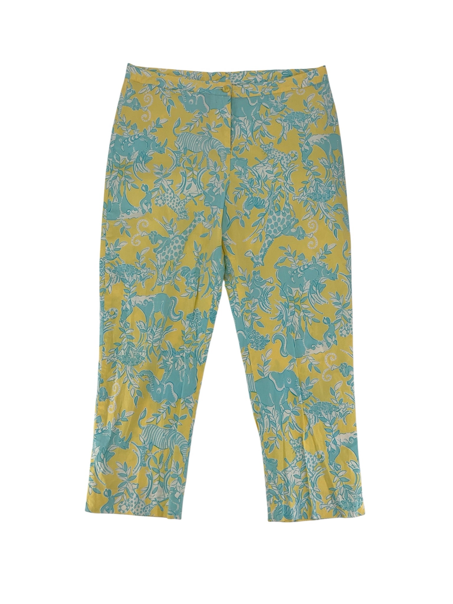 Lilly Pulitzer Size 8 yellow/aqua animals Pre-Owned Pants - Downstairs