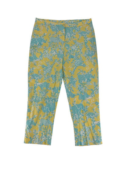 Lilly Pulitzer Size 8 yellow/aqua animals Pre-Owned Pants - Downstairs