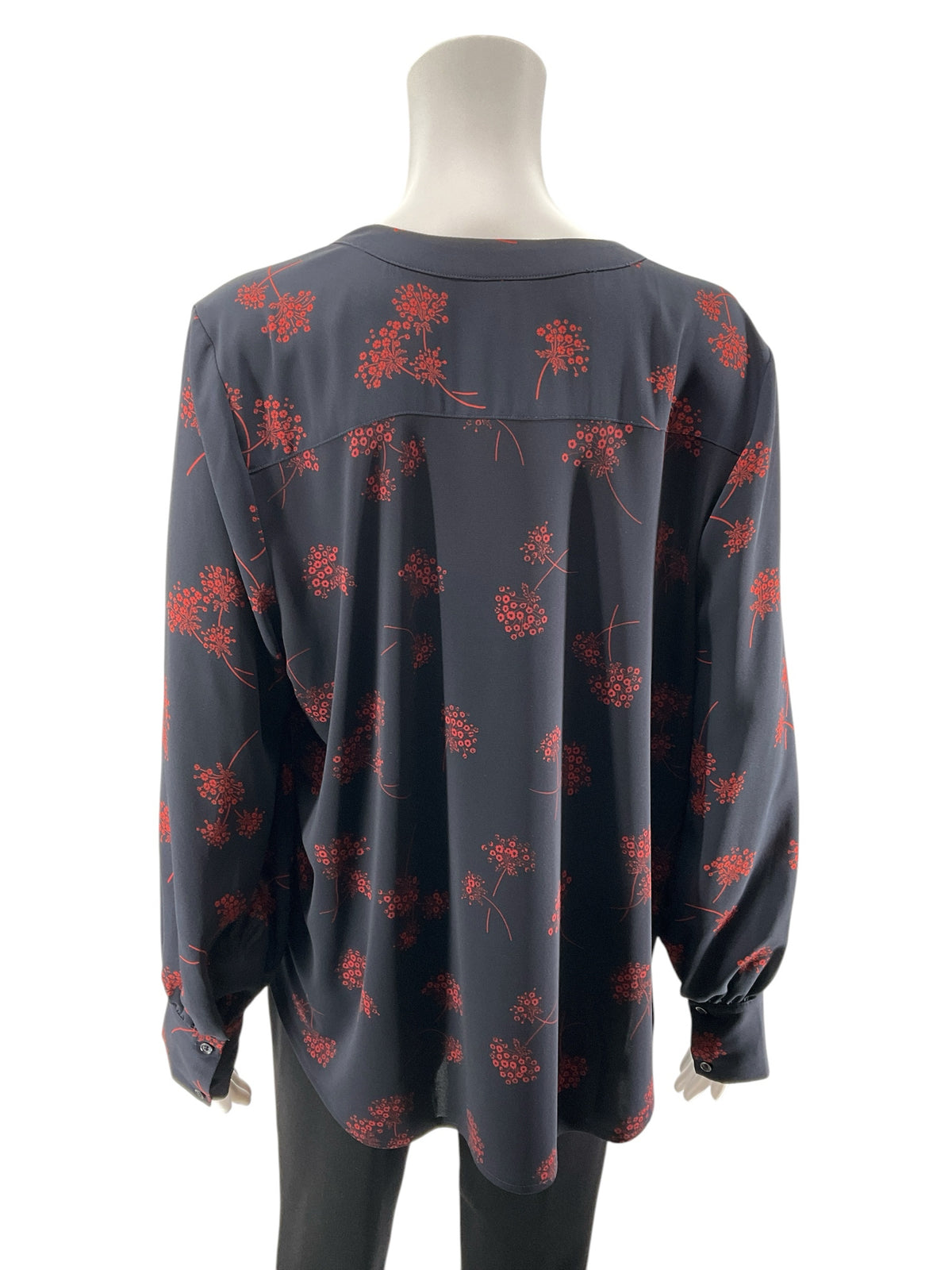 Ann Taylor Navy &amp;amp; Rust Floral Long Sleeve Blouse - Size Large - ONLINE ONLY