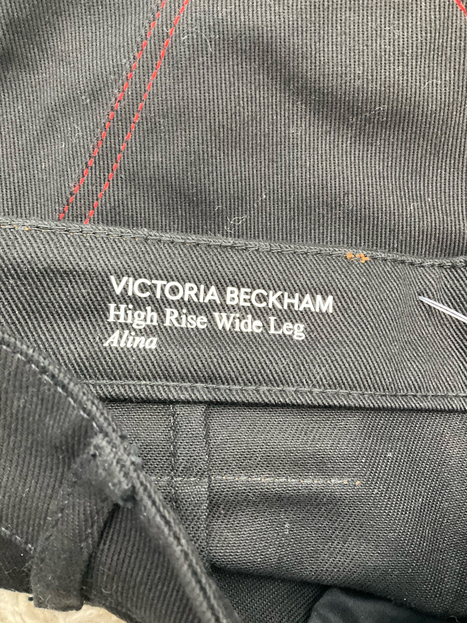 Victoria Beckham Alina High Rise Wide Leg Patch Pocket Jeans Black Size 27R