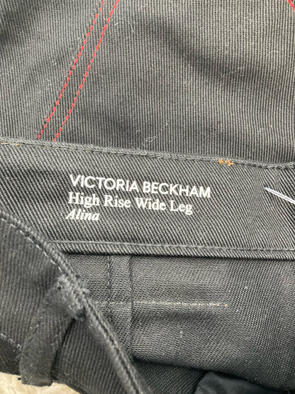 Victoria Beckham Alina High Rise Wide Leg Patch Pocket Jeans Black Size 27R