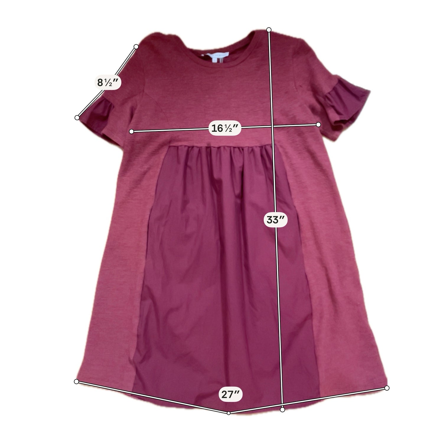 English Factory Brick Red Textured Babydoll Ruffle Sleeve Mini Dress