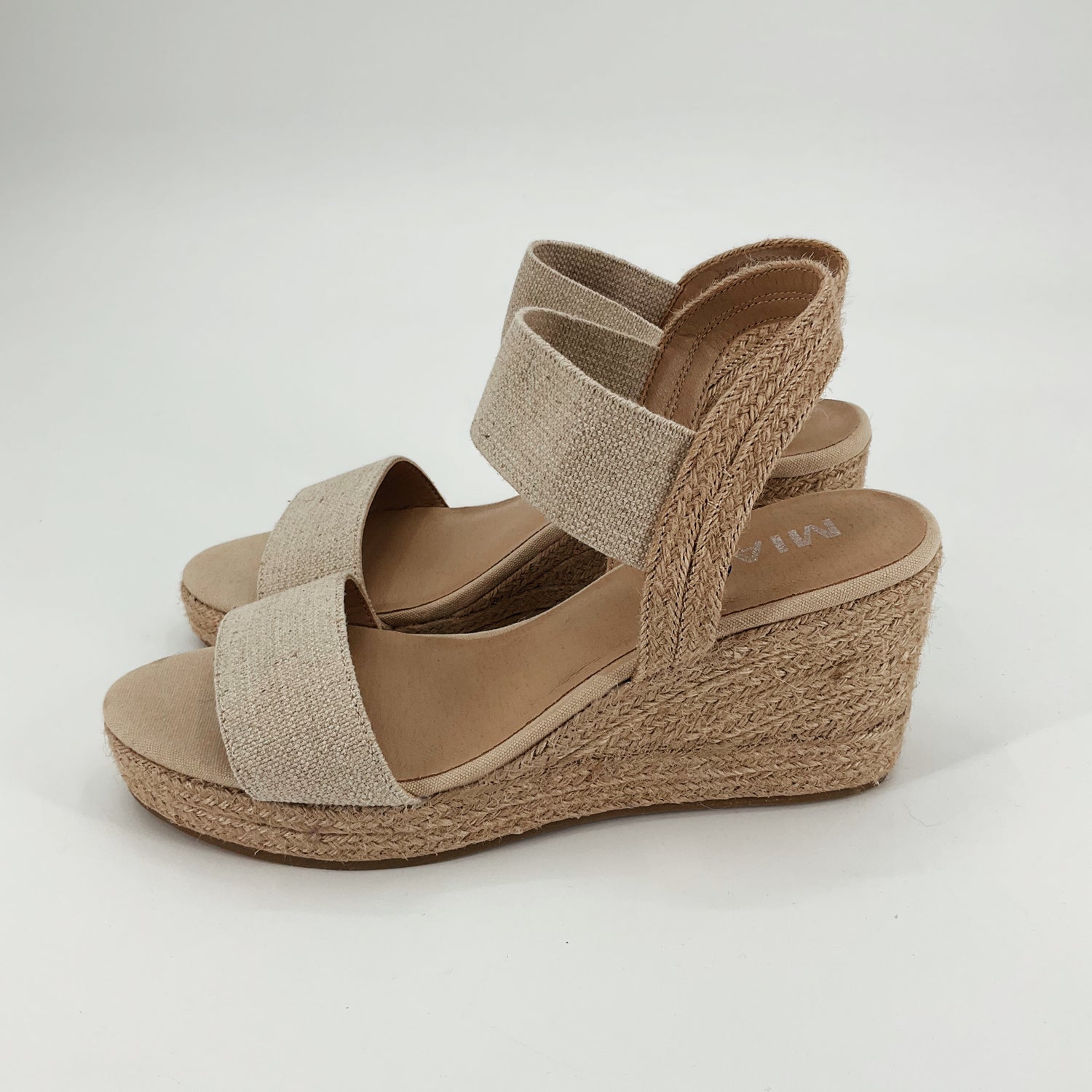 MIA Tan Wedges Tan Espadrilles Pre-Owned Ladies Sandals - Size 8.5 - Size 8.5