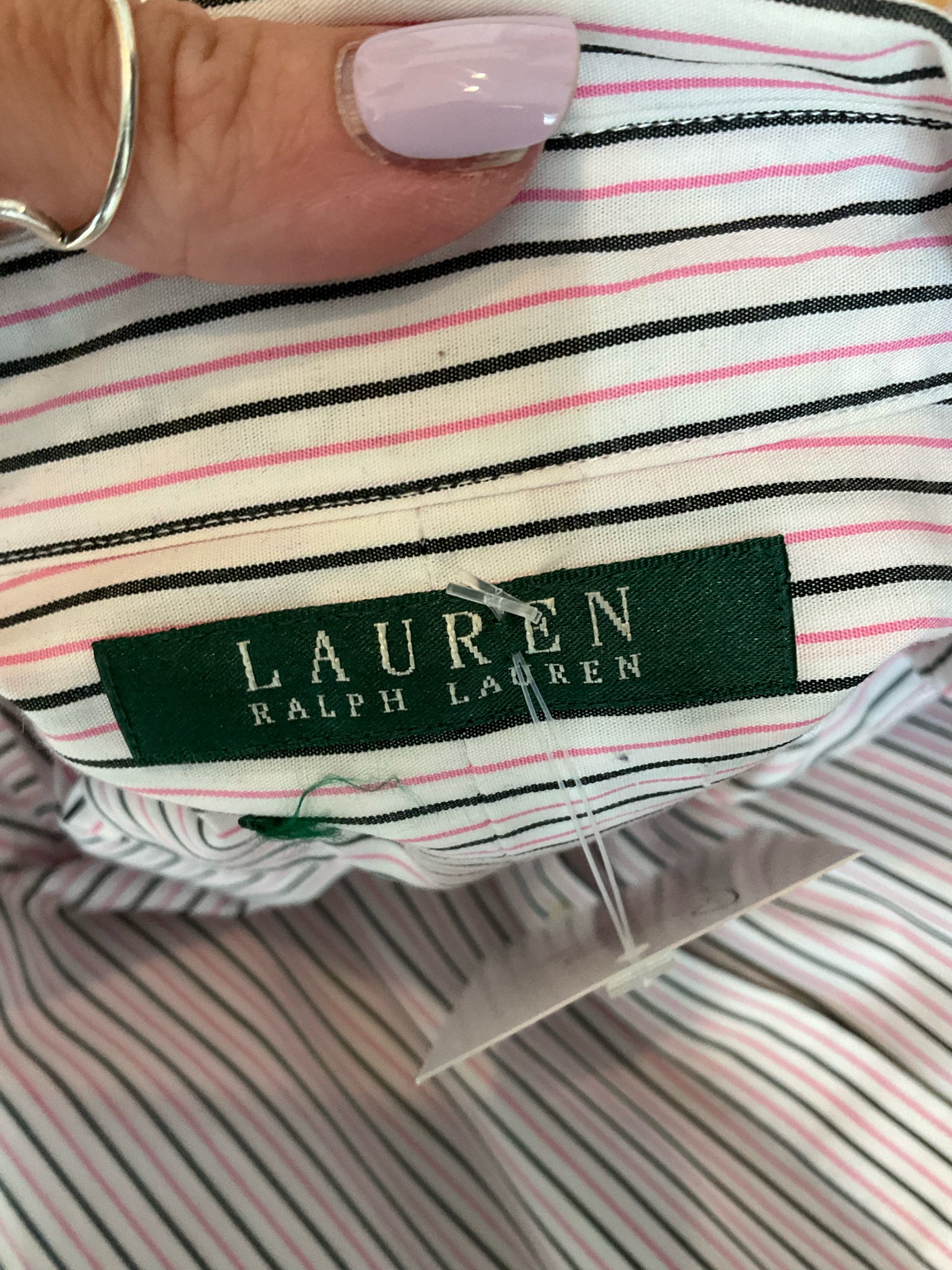 Lauren Ralph Lauren Pink &amp; Black Stripe Button-Down Shirt Size XL