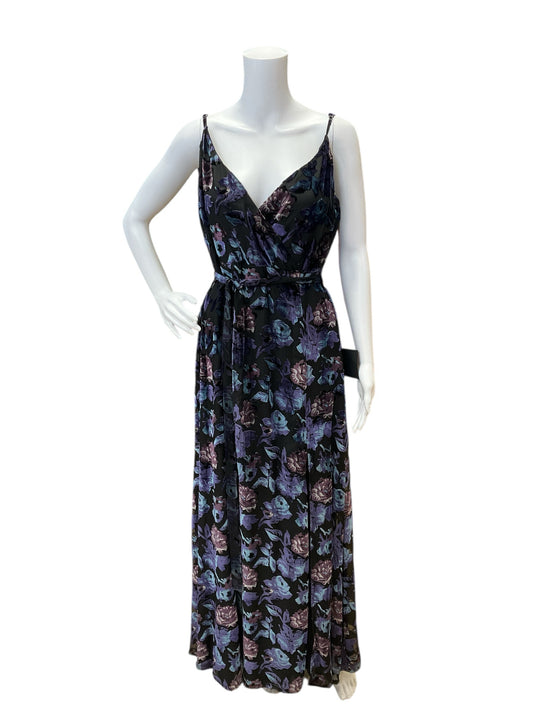 Lulus Size M black/purple/blue Floral Pre-Owned Ladies Dress