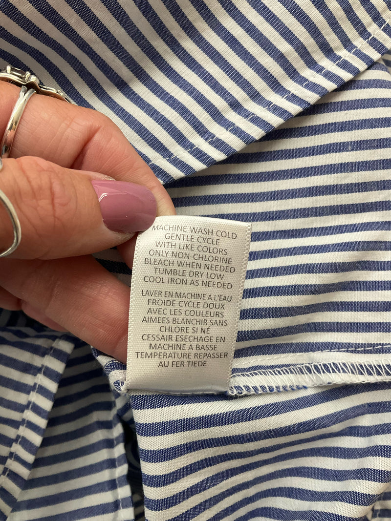 Love Fire White/Blue Stripe Pre-Owned Ladies Top - Size Small