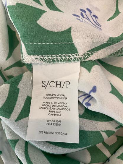 cabi Posey Top Floral Sleeveless Blouse Green White Purple Size Small