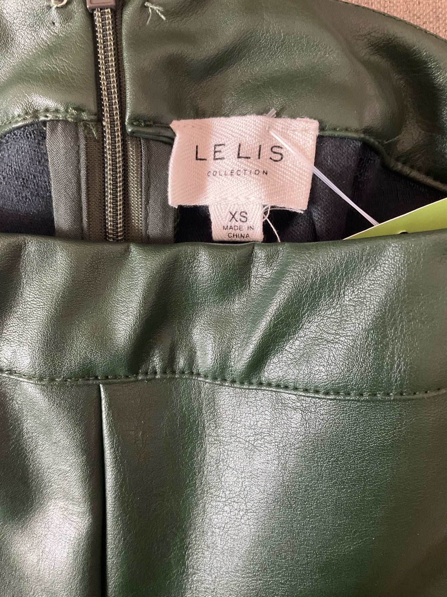 Le Lis Olive Green Faux Leather High Waisted Wide Leg Pants Size XS