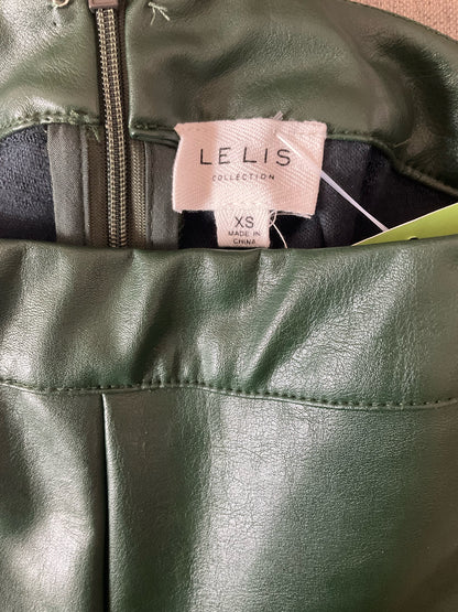 Le Lis Olive Green Faux Leather High Waisted Wide Leg Pants Size XS