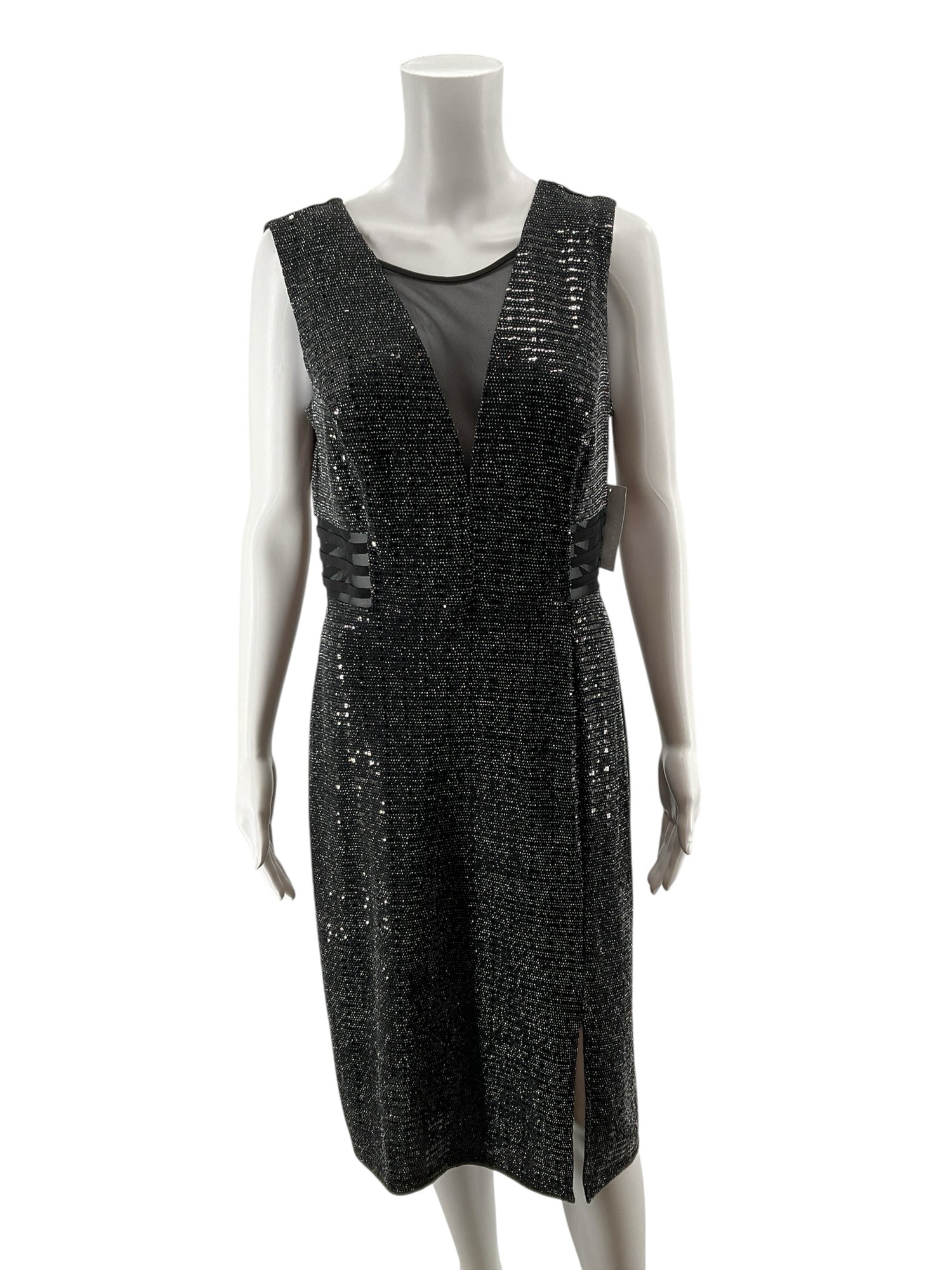 En Focus Size 12 Black/Silver sequin Pre-Owned Ladies New With Tags Dress