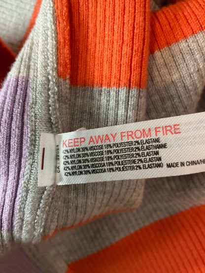 Daily Practice by Anthropologie gray/purple/orange Sleeveless Striped Midi Sweater Dress Size Large NWT - Size L