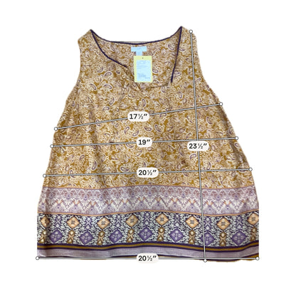 J. Jill Tencel Border-Print Paisley Tank Top | Size Small Petite