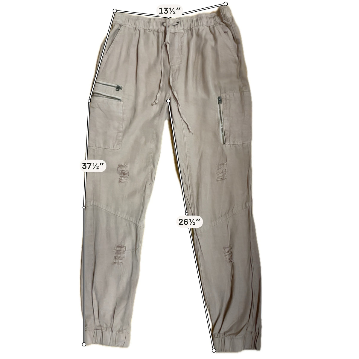 Whispering Smith Womens 100% Tencel Cargo Jogger Pants Tan Size Medium - ONLINE ONLY