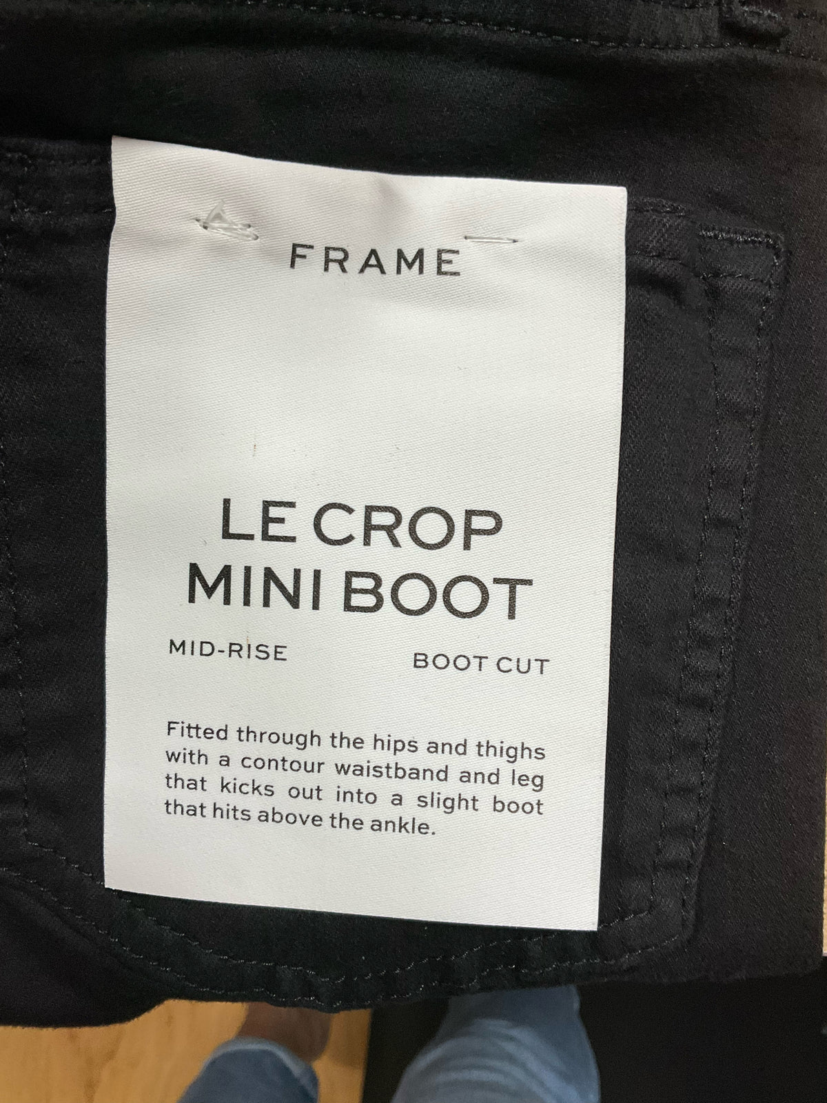 Frame Le Crop Mini Boot Jeans Mid Rise Black Film Noir Size 4 NWT - ONLINE ONLY