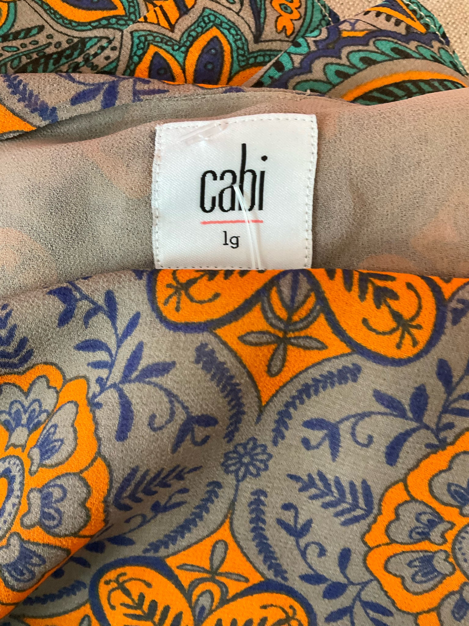 cabi taupe/orange/purple Sleeveless Medallion Cami Print Swing Tank Top Size Large - Size L