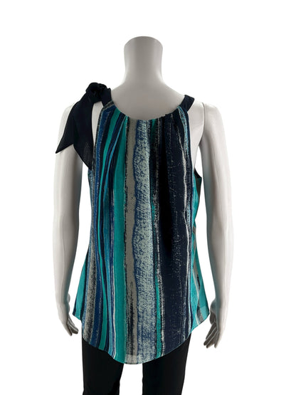 Ann Taylor Navy/Turquoise Print Pre-Owned Ladies Top - Size 6 - Margaret’s Fine Consignment