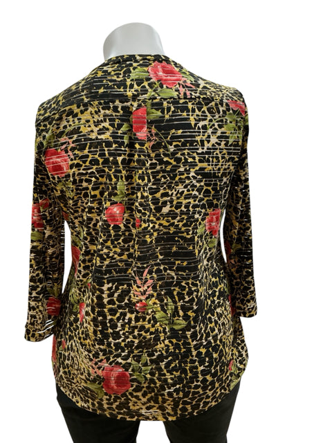 Cathy Daniels Black/Brown/Red Pre-Owned Ladies Top - Size Large - Margaret’s Fine Consignment