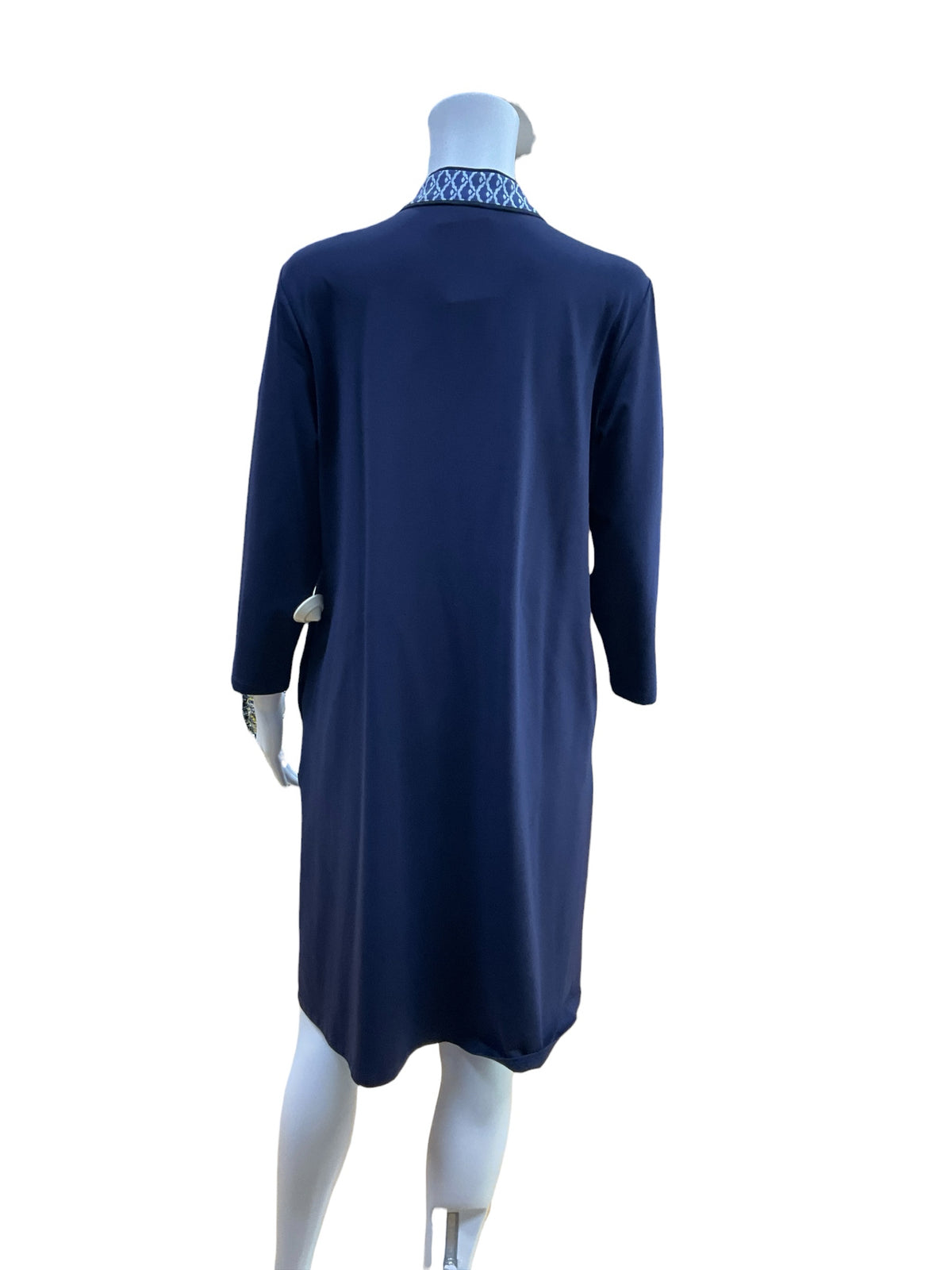 J.McLaughlin Catalina Cloth Seafan Print Tunic Dress Navy Blue Size Medium