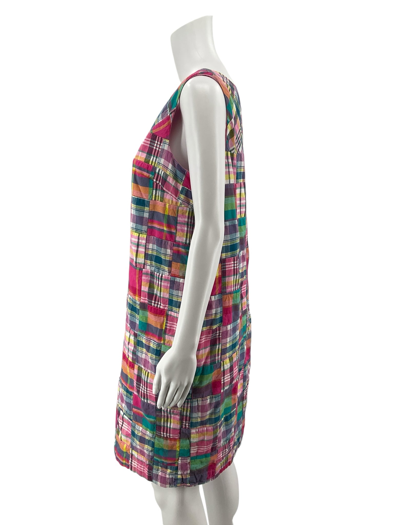 Talbots Patchwork Madras Plaid Cotton Shift Dress Size 12