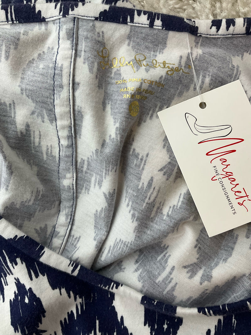 Lilly Pulitzer White/Navy Print Pre-Owned Ladies Dress - Size XS
