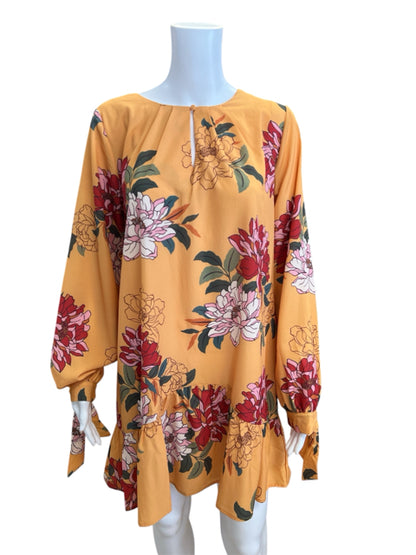 Umgee Size S Yellow/coral Floral Pre-Owned Ladies Dress