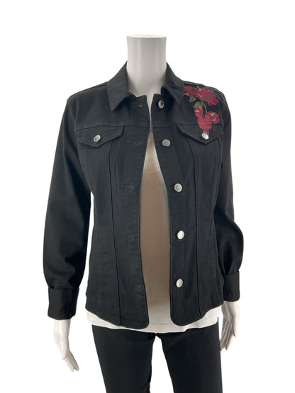 Charter Club Black/Maroon Floral Pre-Owned Ladies Jacket - Size Small