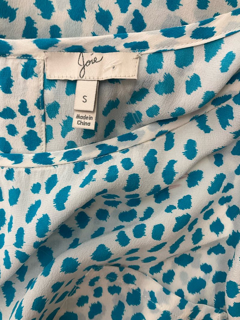Joie White/Turquoise Print Pre-Owned Ladies Top - Size Small