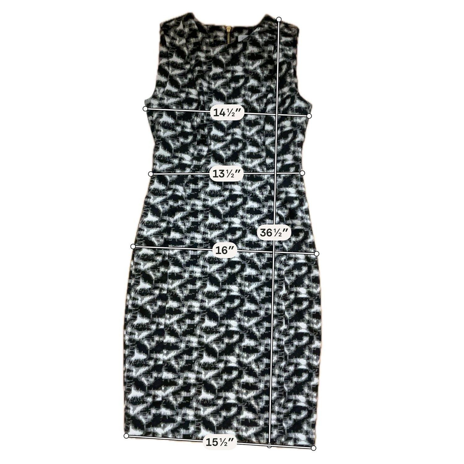 Calvin Klein Black &amp; White Abstract Jacquard Sheath Dress Size 4