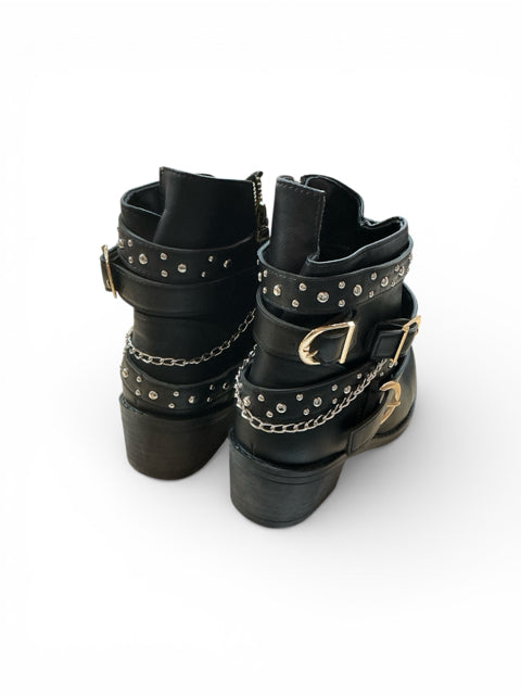 No Brand Black Studded Pre-Owned Ladies New With Tags Boots - Size 8/8.5 - Margaret’s Fine Consignment