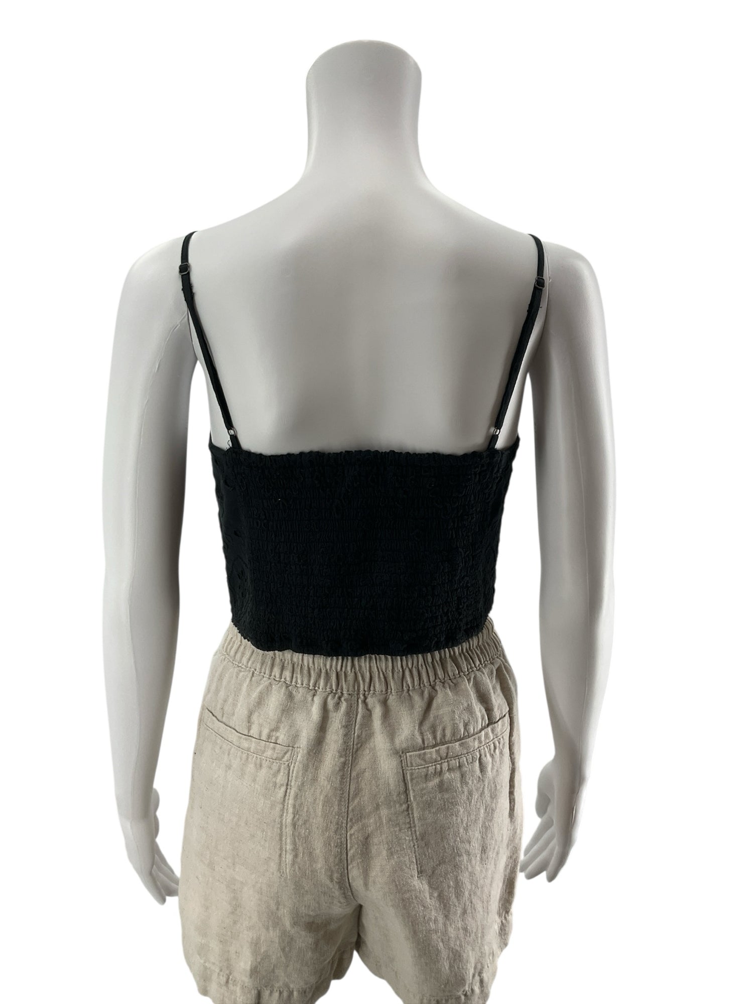 Abercrombie &amp; Fitch Black Eyelet V-Neck Crop Cami Top | Size Small