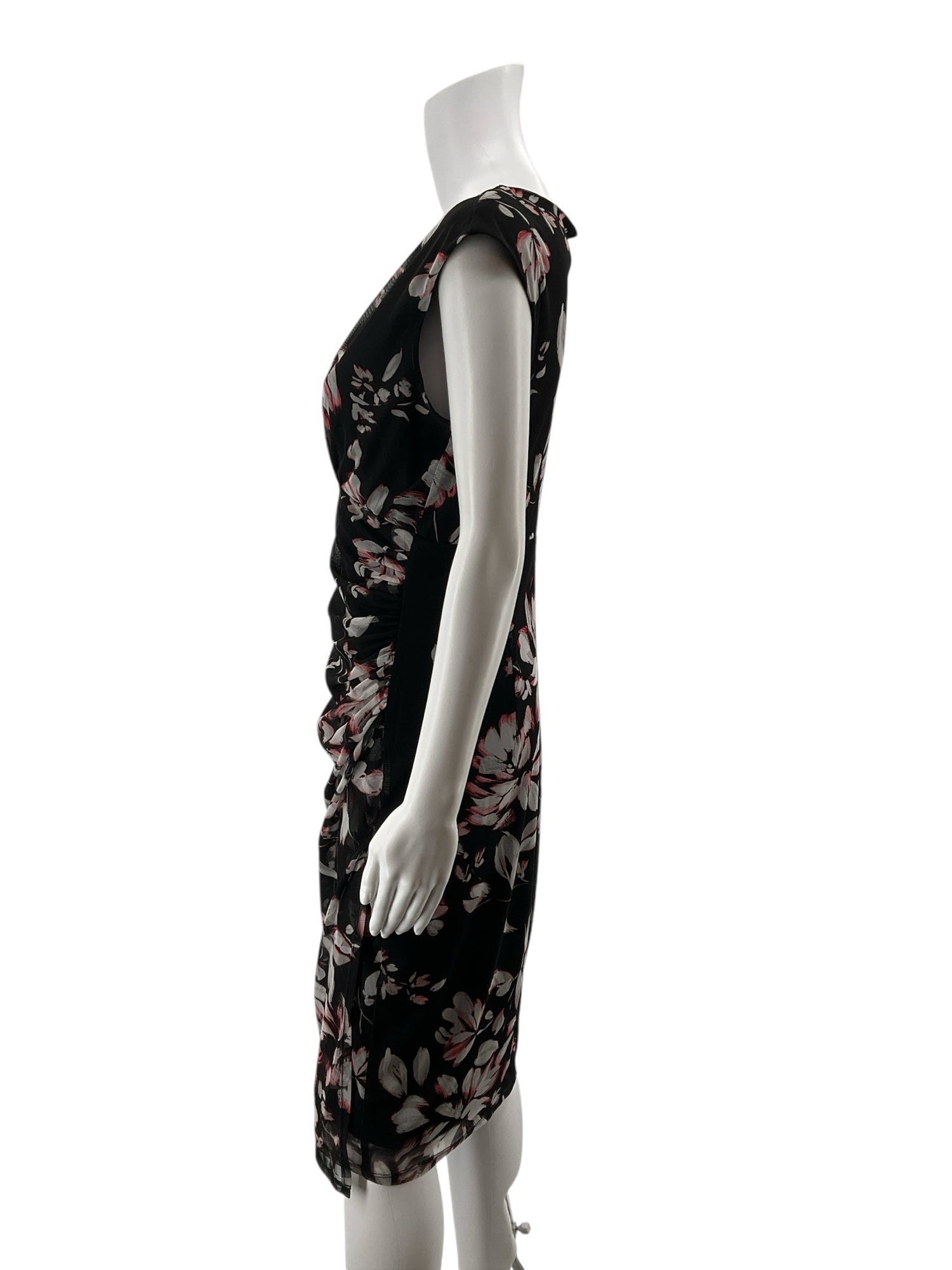 London Times Floral Ruched Surplice Sheath Dress Size 8
