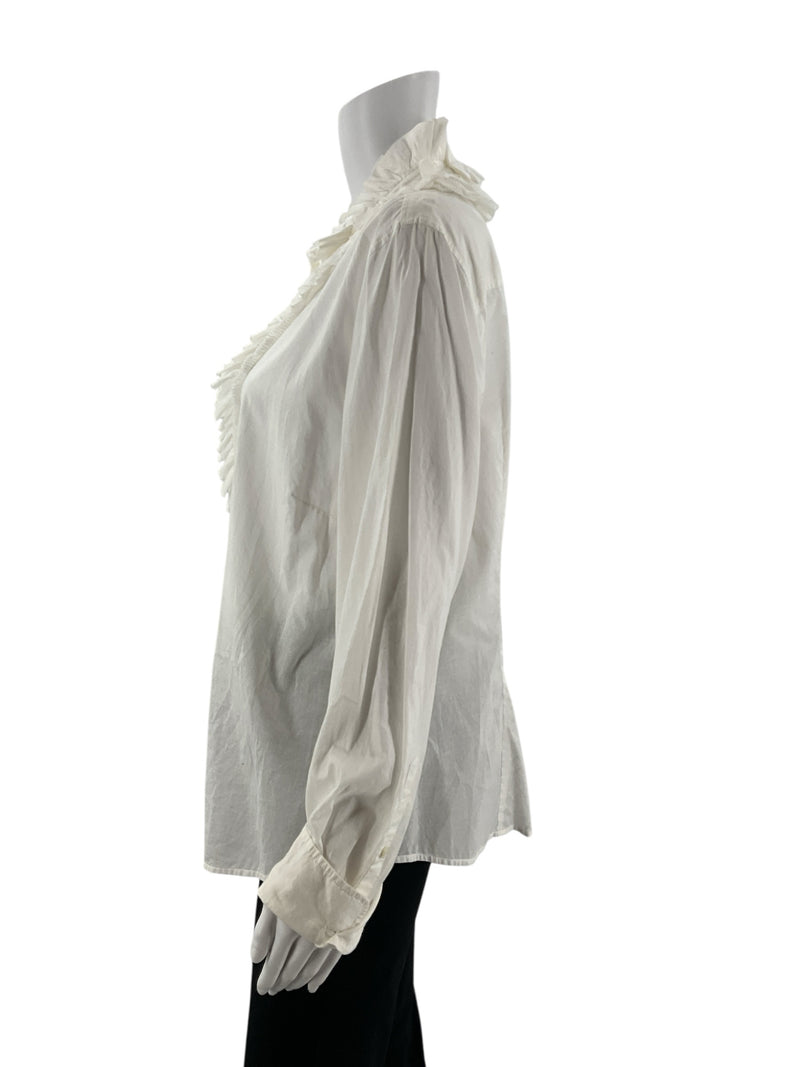 J Crew White Solid Pre-Owned Ladies Top - Size Large