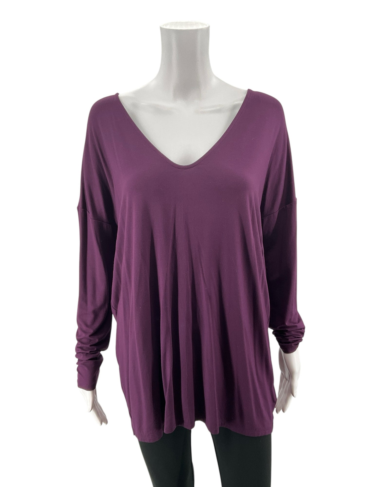 Express Relaxed Fit V-Neck Dolman Sleeve Tee Plum Size Medium