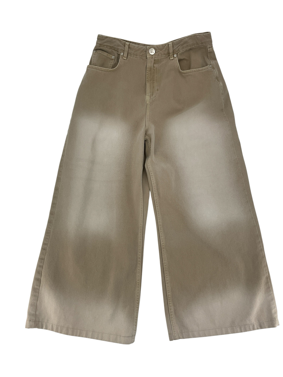 One Teaspoon Khaki Wide Leg Cropped Cotton Pants - Size 30 - ONLINE ONLY