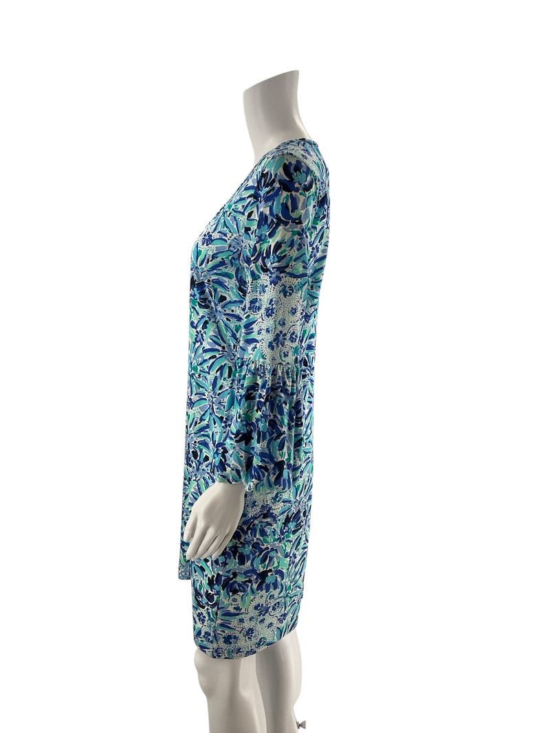 Lilly Pulitzer white/blue Floral Pre-Owned Ladies Dress - Size Small