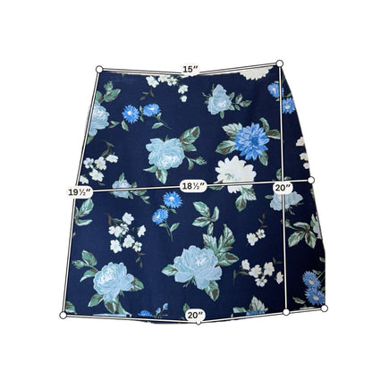 Ann Taylor navy/green/yellow Skirt Navy/Green/Yellow Floral Pre-Owned Ladies Skirt - Size 4 Petite - Size 4 Petite