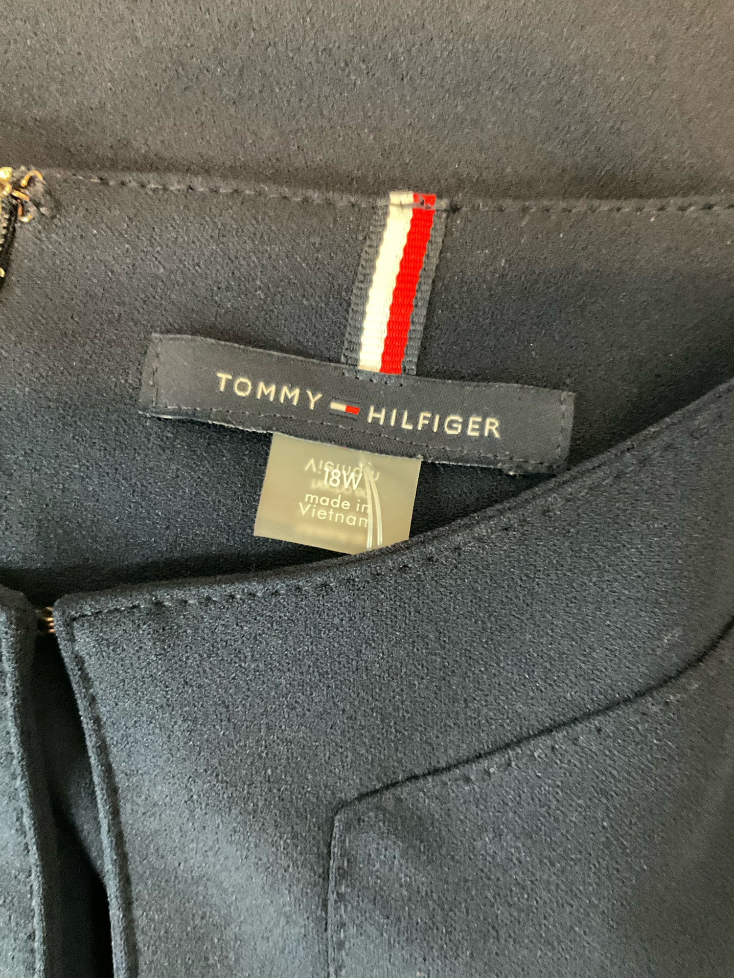 Tommy Hilfiger Plus Size Navy Keyhole Tab Sleeve Shift Dress 18W