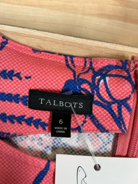 Talbots Coral/Blue Floral Pre-Owned Ladies Dress - Size 6