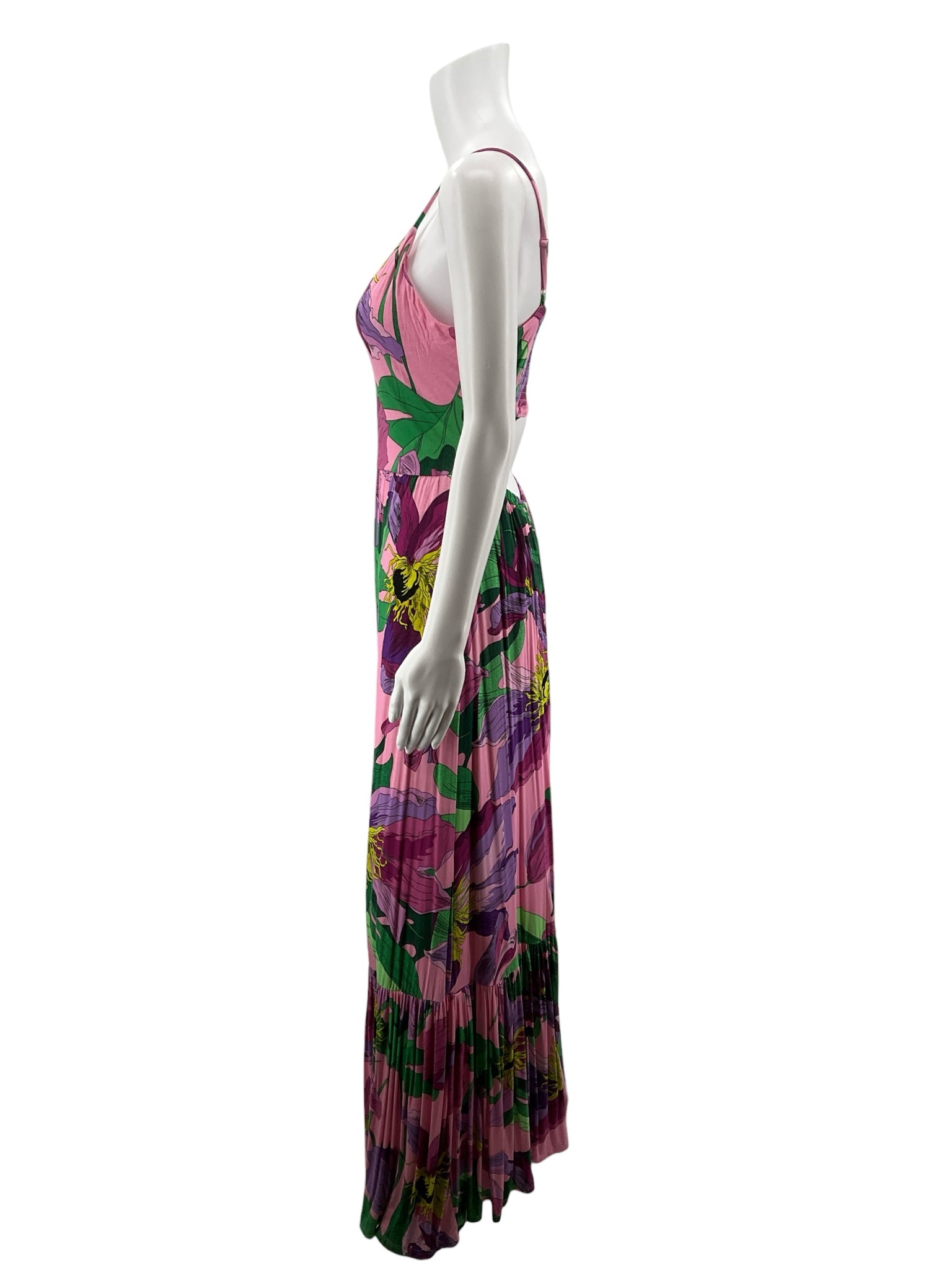 Express pink/purple/green Maxi Floral V-Neck Spaghetti Strap Maxi Dress Size Medium - Size M