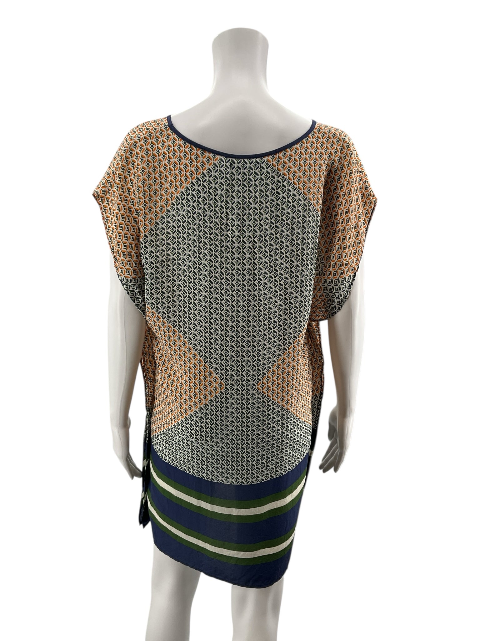 J. Crew green/blue/orange Sleeveless J Crew Green/Blue/Orange Print Pre-Owned Ladies Dress - Size Small - Size S