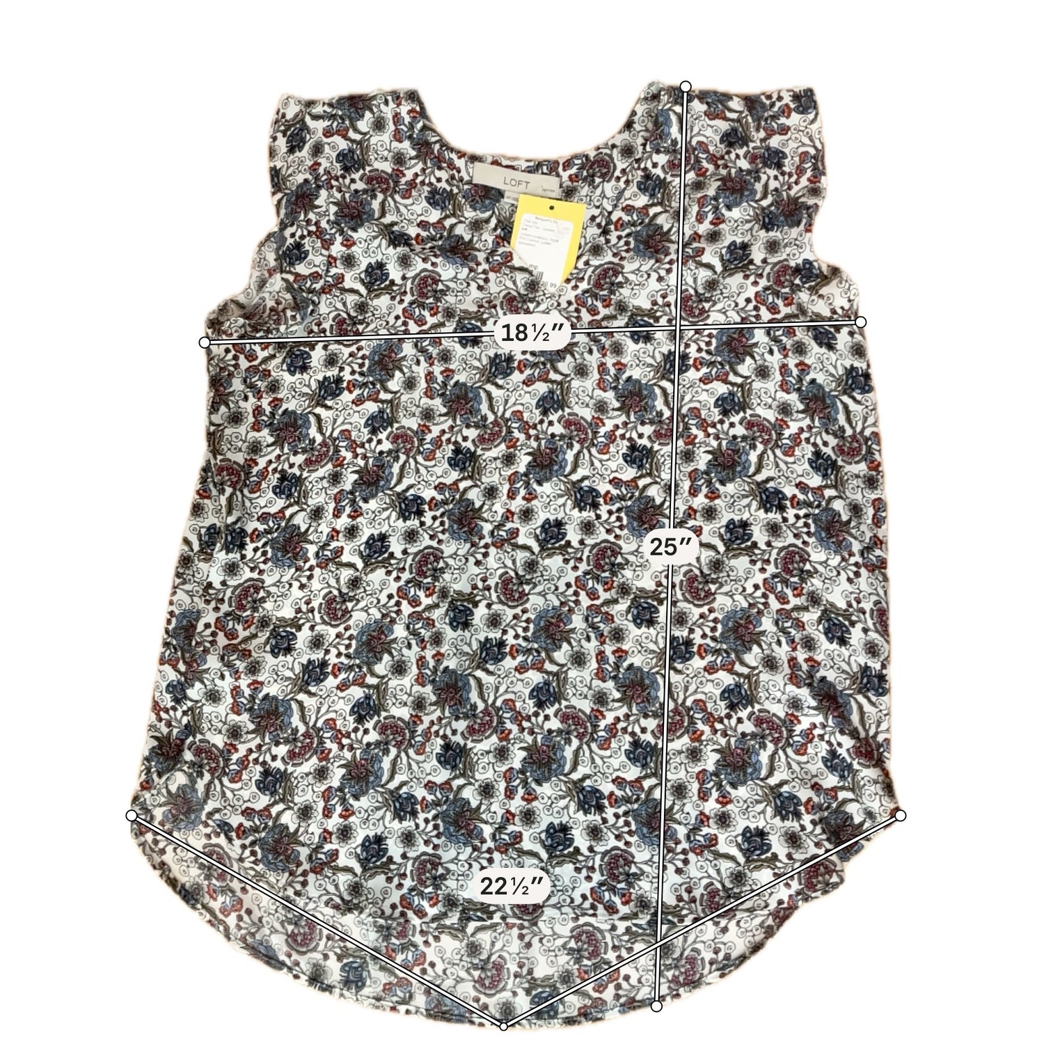 LOFT Petite Floral V-Neck Sleeveless Blouse Top Size Medium Petite