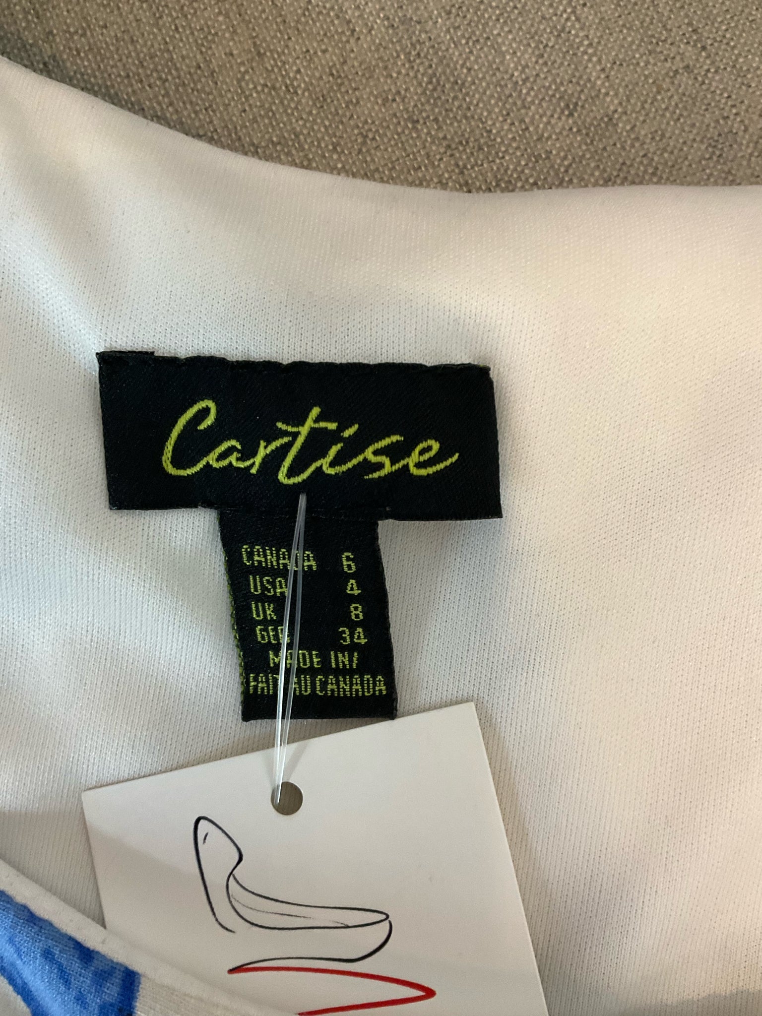 Cartise Floral &amp; Stripe 3/4 Sleeve Shift Dress Blue White Black Size 4