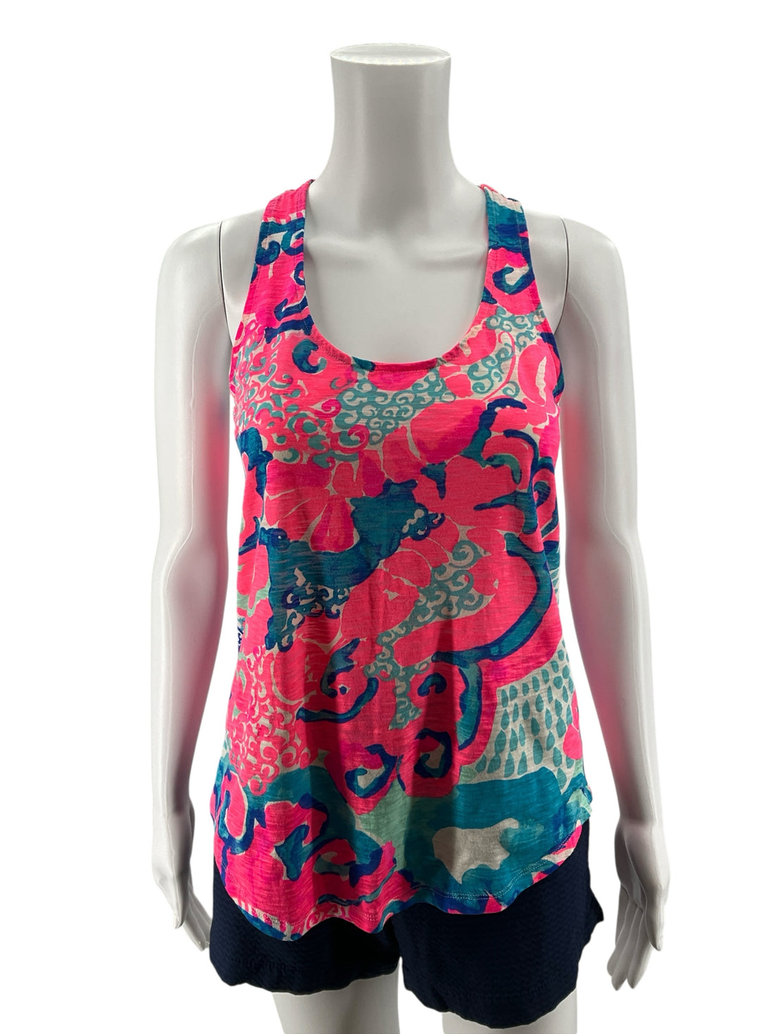 Lilly Pulitzer Marlowe Dress XS First Impression Print Pink Blue Swing Tank