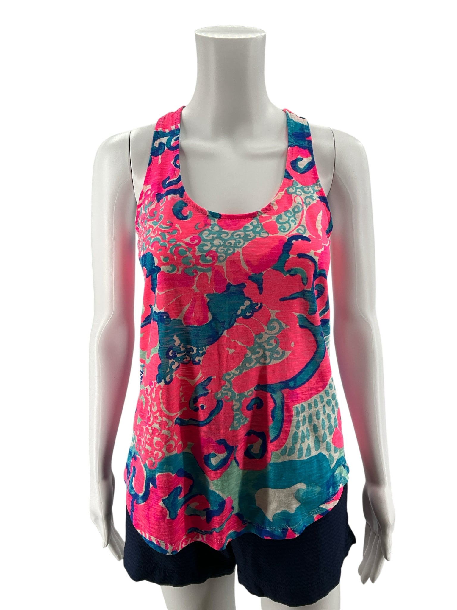 Lilly Pulitzer Marlowe Dress XS First Impression Print Pink Blue Swing Tank