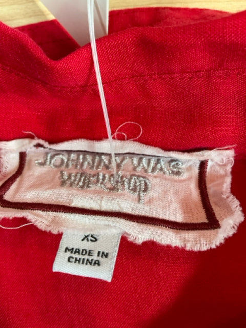 Johnny Was Red Embroidered Pre-Owned Ladies Dress - Size XS