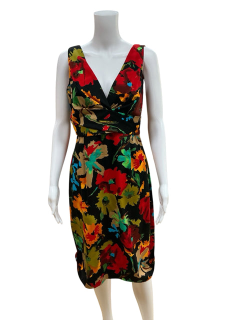 Donna Ricco Multi Color Sheath, Faux Wrap, Cocktail Size 8 Multi Color Floral Pre-Owned Ladies Dress - Size 8