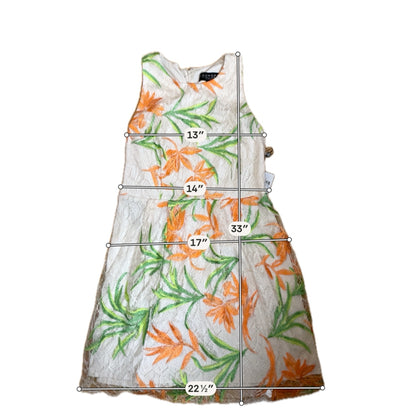 Laundry by Shelli Segal tan/orange/green A-Line Floral Embroidered Lace Dress NWT Size 6 - Size 6