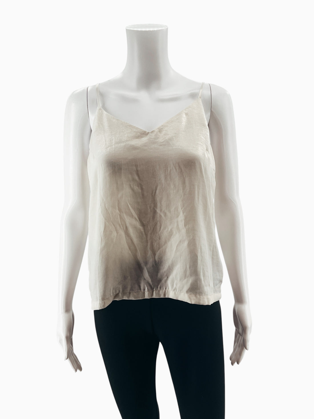 Prologue Cream Satin V-Neck Cami Top Size S | Adjustable Straps Minimalist