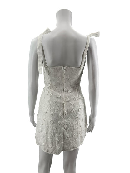 Audrey Parks Dodi White Floral Eyelet Tie Shoulder Mini Dress XS NWT